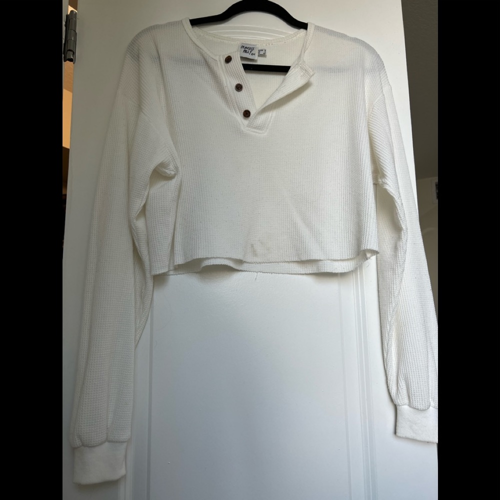 Cropped Waffle knit long sleeve